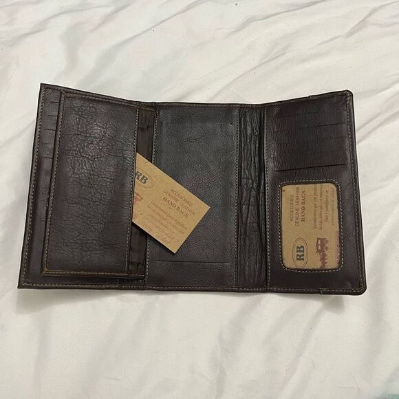 NWT RB GENUINE LEATHER WALLET CHECKBOOK COVER 100% QUALITY 15 CARD SLOTS 4 CASH - Picture 6 of 6